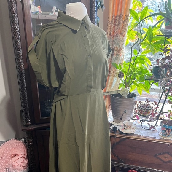 Emery Rose Dresses & Skirts - Long Green Button Dress